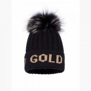 Ciapka Goldbergh HODD faux pom Čierne Zlate | 546823-XUN