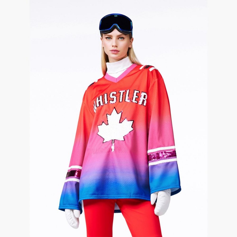 Ski Tops Goldbergh GO long sleeve Červené | 826594-DAC