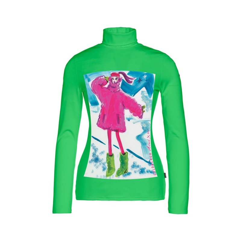 Tricko Goldbergh COOLGIRL long sleeve Zelene | 570642-FIY